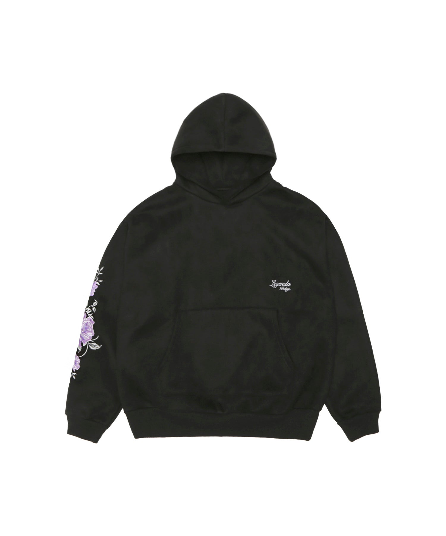 Suede Like New Rose Embroidery Hoodie[LEC1162]