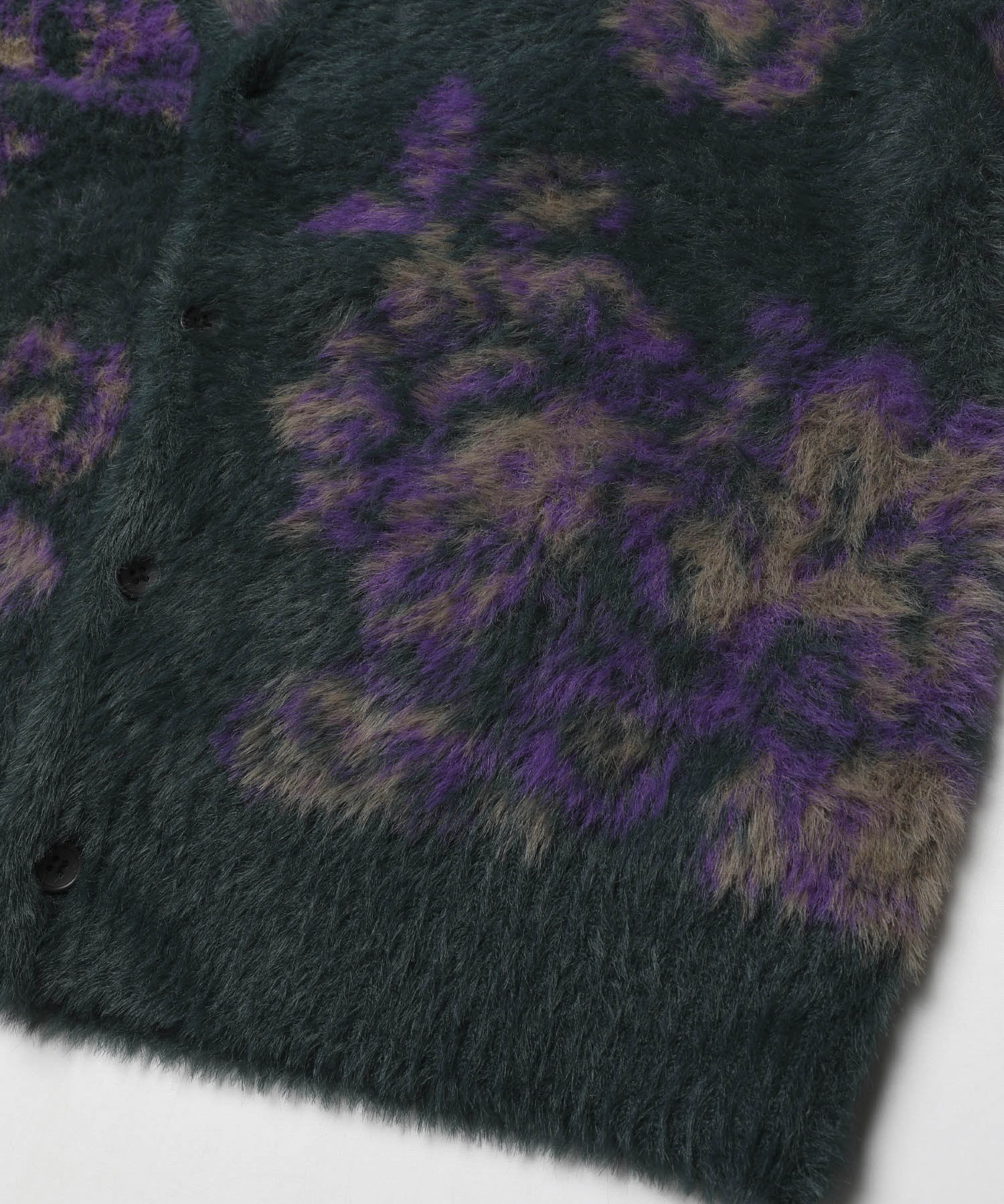 Flower Pattern Shaggy Knit Cardigan[LEK080]